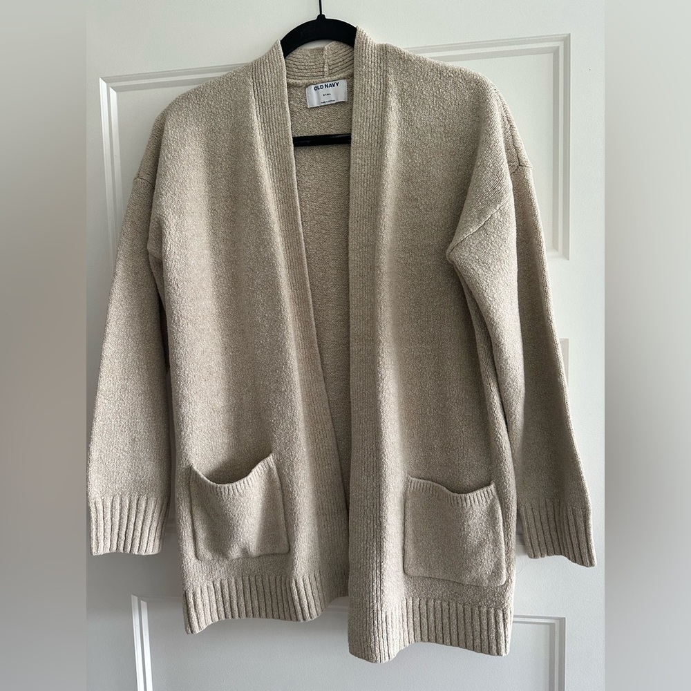 Old Navy Cream Cardigan Sweater with Ribbed Cuffs